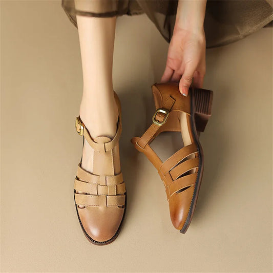 Chunky Heel Round Toe Sandals