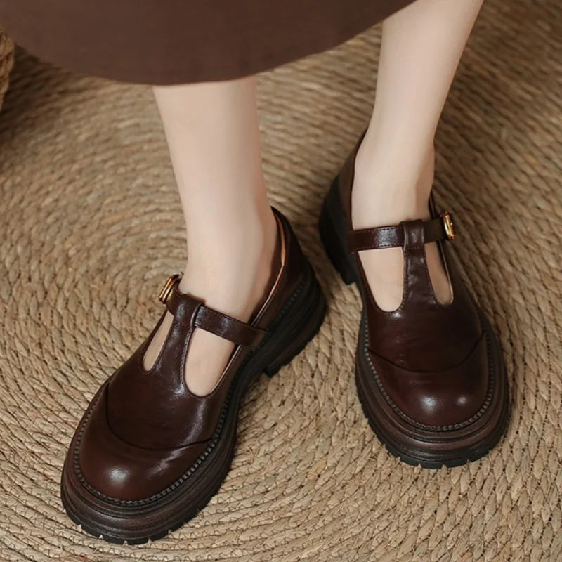Hand Stitch Casual T-bar Shoes