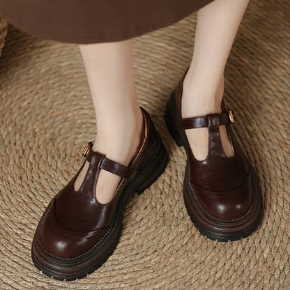 Hand Stitch Casual T-bar Shoes