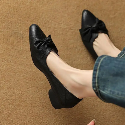 Low Heel Elegant Chunky Heels Pointed Toe Moccasins