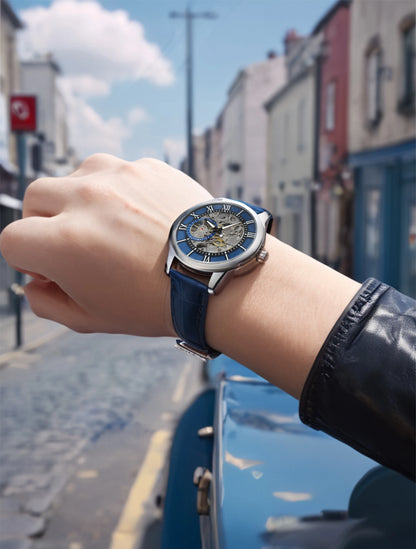Automatic Watch Rome Wholesale Mechanical Wristwatches Waterproof Hollow Leather Mens Watch Men Gift