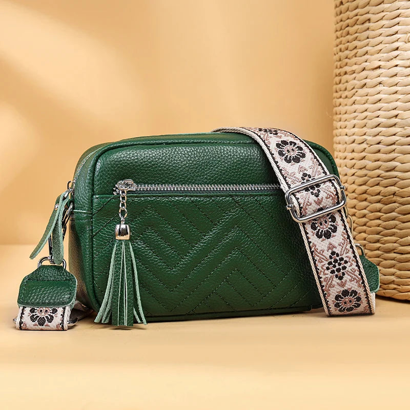 Elegant Bianca Refined Leather Shoulder Bag with Adjustable Strap