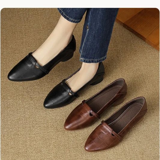 French Shallow Pointed Toe Loafers