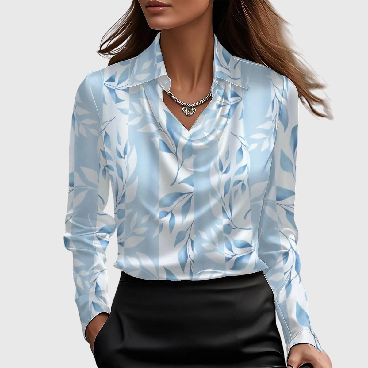 Brooklyn Elegant Women’s Blouse – Luxe Shine, Flattering Draping, Flowing Fit