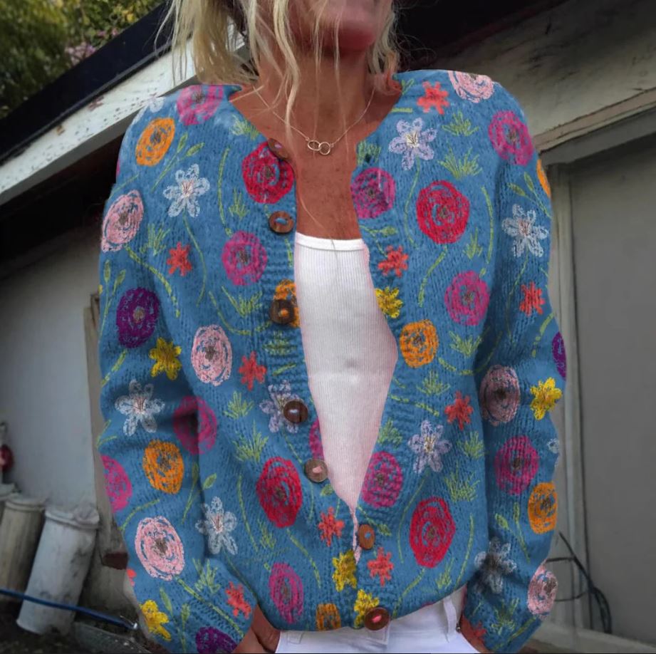 Tilda Blue Floral Cardigan – Light Spring Layer