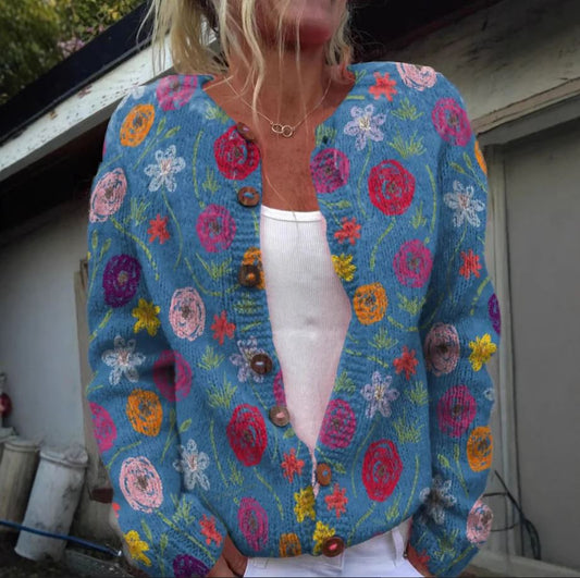 Tilda Blue Floral Cardigan – Light Spring Layer