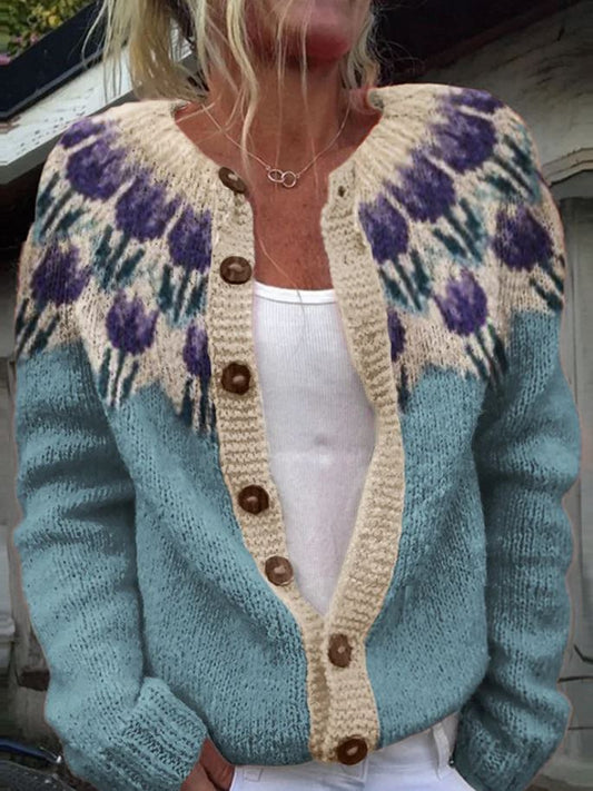 Keysha Floral Light Vest – Spring Blue and Purple