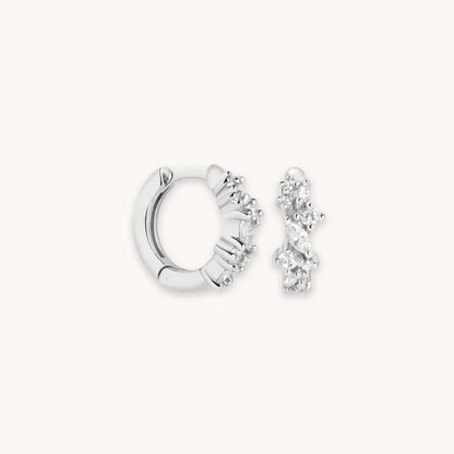 Crystal Cluster Huggies | White Gold 18k