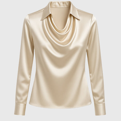Brooklyn Elegant Women’s Blouse – Luxe Shine, Flattering Draping, Flowing Fit