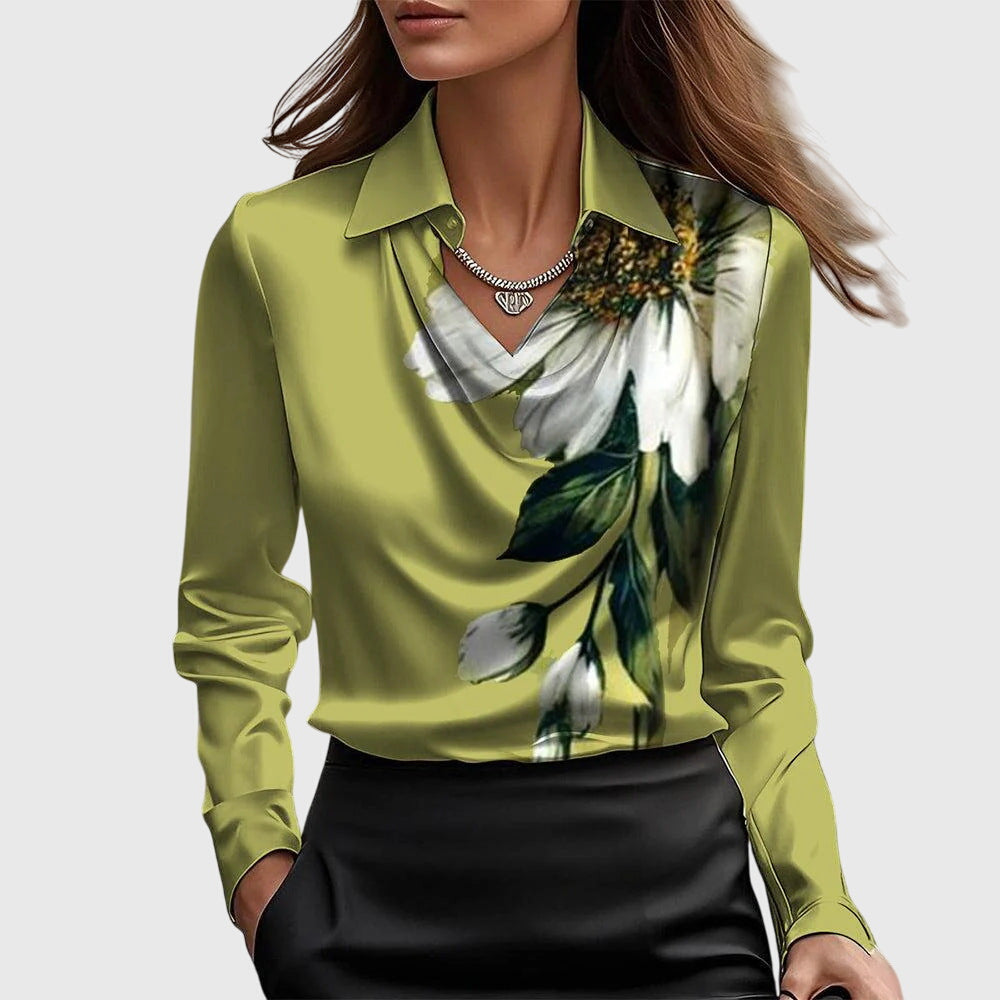 Brooklyn Elegant Women’s Blouse – Luxe Shine, Flattering Draping, Flowing Fit
